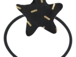 Elastique cheveux étoile  paille dorée noir