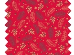 Coupon tissu 1 m ex2557 noel mini feuillage houx or rouge