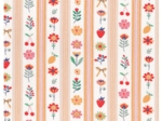 Tissu coton au mètre ex2629 rayé fruité fleuri