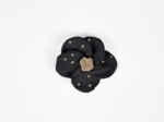 Petite Barrette Pétales de Fleur gaze pois or noir