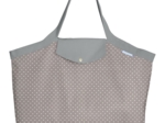 Grand sac cabas en tissu pois gris clair