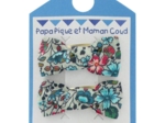 Barrettes clic-clac petits noeuds fleur mentholé