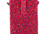 Pochette téléphone matelassée pompons cerise