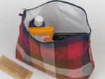 Trousse de toilette tartan lurex rubis