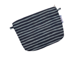 Mini pochette tissu rayé argent marine