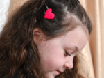 Barrette clic-clac cœur fuchsia