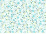 Coupon tissu 50 cm fleuri vert blanc ex1065
