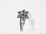 Barrette clic-clac fleur étoile vichy noir