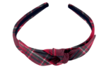 Serre-tête noeud tartan rouge