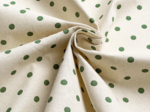 Tissu coton au mètre ex2656 pois écru vert