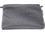 Pochette tissu gaze gris or