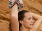 Chouchou XL double cerise en fleur