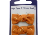 Barrettes clic-clac petits noeuds paille dorée caramel