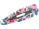 Barrette clic-clac tissu boutons rose