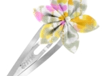 Barrette clic-clac fleur étoile mimosa jaune rose