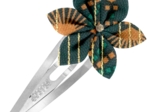 Barrette clic-clac fleur étoile eventail or vert