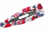 Barrette clic-clac tissu rouge corolle