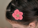 Petite Barrette Pétales de Fleur gaze pois or rose sorbet