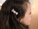 Petite barrette mini bonbon serenade rouge gris