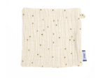 Carré Démaquillant Lavable gaze pois or écru