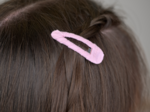 Barrette clic-clac tissu oxford rose