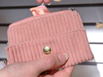 Mini porte-monnaie recto-verso velours côtelé rose blush