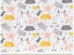 Tissu coton au mètre parapluies animaux ex2203