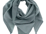 Foulard pompon gaze pois or bleu gris
