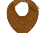 Bavoir bandana gaze pois or caramel
