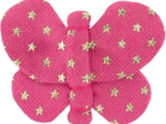 Barrette petit papillon etoile or fuchsia