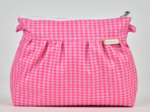 Pochette plissée vichy rose fluo