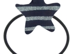 Elastique cheveux étoile rayé argent marine