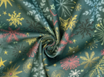 Tissu coton au mètre ex2556 noel étoile de noel or vert bleu
