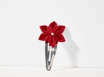 Barrette clic-clac fleur étoile rouge tangerine