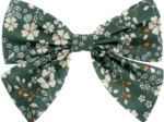 Barrette noeud papillon fleuri kaki
