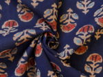 Coupon tissu 1 m ex2639 indienne géofleur marine