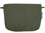 Pochette tissu gaze pois or kaki
