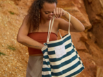 Sac transat rayé bleu
