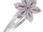 Barrette clic-clac fleur étoile triangle cuivré gris