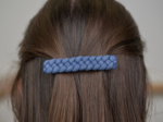 Barrette cheveux tressée jean fin