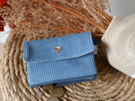 Mini pochette porte-monnaie velours côtelé bleu azur