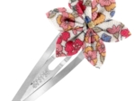 Barrette clic-clac fleur étoile porcelaine rosée