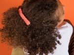 Barrette cheveux tressée gaze lurex corail