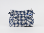 Mini pochette plissée vichy brodé marine