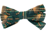 Barrette noeud ruban eventail or vert