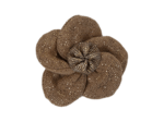 Mini Barrette Pétales de Fleur gaze pailletée camel