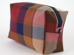 Trousse de toilette rectangle tartan lurex rubis