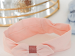 Bandeau jersey bébé noeud rose poudré