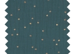 Tissu gaze pois or vert canard