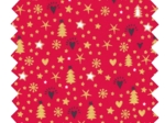 Tissu coton au mètre etoile sapin rouge ex1032